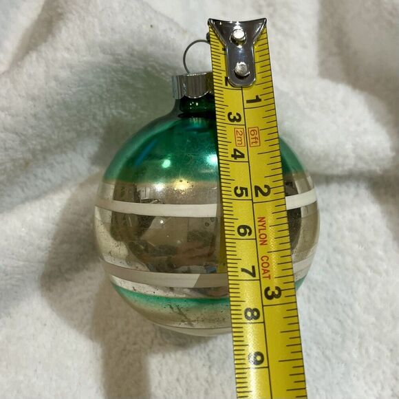 Vintage 1950’s Shiny Brite Mercury Glass & Striped Ornament**3”H**U.S.A.** - Picture 7 of 8